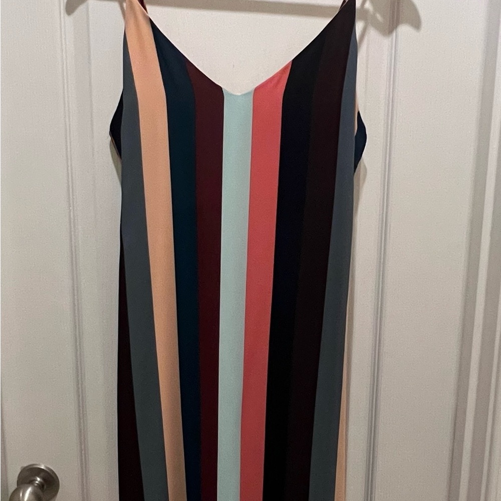 Lulu's Cream and Blue Spaghetti Strap Sundress